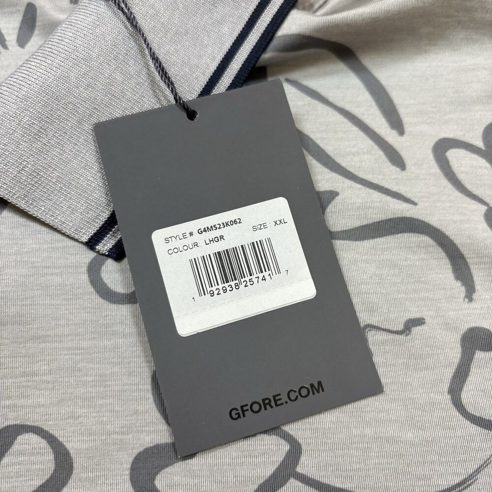 G/FORE Men’s 2XL Floral Watercolor Tech Jersey Slim Fit Golf Polo Grey Men's - Picture 6 of 13